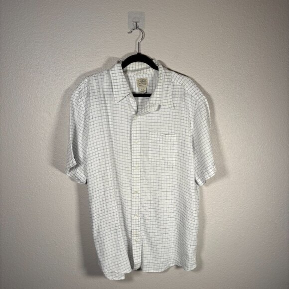 L.L. Bean Other - L.L. Bean White Black Checkered Half Sleeve Pocket Slightly Fitted Shirt Size XL